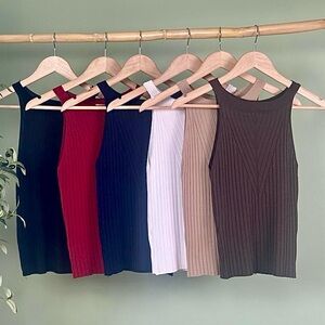 Made in Italy Sleeveless Ribbed Knit Tank Top